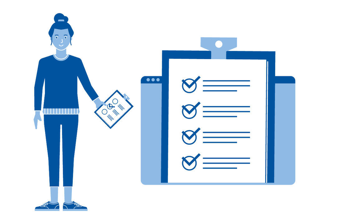 Illustratrion einer Frau mit einer Checkliste